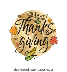 Thanksgiving day. Logo, text design. Typography for greeting cards and posters. Give thanks.