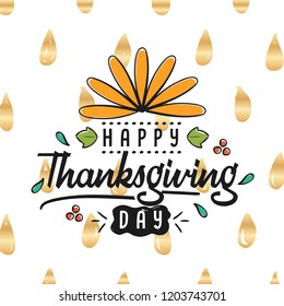 Thanksgiving day. Logo, text design. Typography for greeting cards and posters. Give thanks.