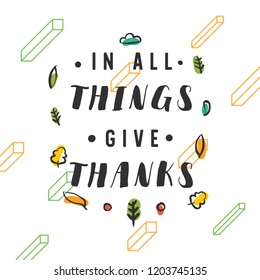 Thanksgiving day. Logo, text design. Typography for greeting cards and posters. Give thanks.