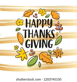 Thanksgiving day. Logo, text design. Typography for greeting cards and posters. Give thanks.