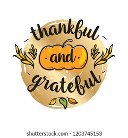 Thanksgiving day. Logo, text design. Typography for greeting cards and posters. Give thanks.