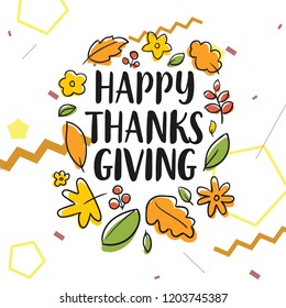 Thanksgiving day. Logo, text design. Typography for greeting cards and posters. Give thanks.