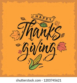 Thanksgiving day. Logo, text design. Typography for greeting cards and posters. Give thanks.