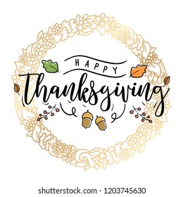 Thanksgiving day. Logo, text design. Typography for greeting cards and posters. Give thanks.