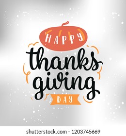 Thanksgiving day. Logo, text design. Typography for greeting cards and posters. Give thanks.