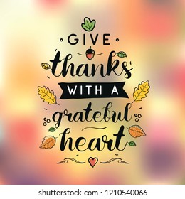 Thanksgiving day. Logo, text design. Typography for greeting cards and posters. Give thanks.