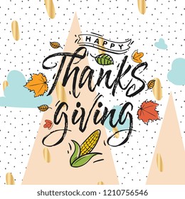 Thanksgiving day. Logo, text design. Typography for greeting cards and posters. Give thanks.