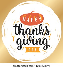 Thanksgiving day. Logo, text design. Typography for greeting cards and posters. Give thanks.