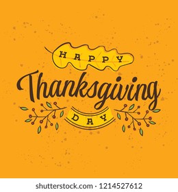 Thanksgiving day. Logo, text design. Typography for greeting cards and posters. Give thanks.
