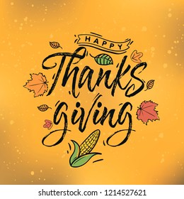 Thanksgiving day. Logo, text design. Typography for greeting cards and posters. Give thanks.