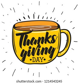 Thanksgiving day. Logo, text design. Typography for greeting cards and posters. Give thanks.