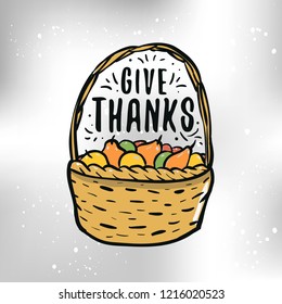 Thanksgiving day. Logo, text design. Typography for greeting cards and posters. Give thanks.