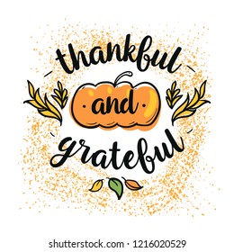 Thanksgiving day. Logo, text design. Typography for greeting cards and posters. Give thanks.