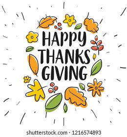 Thanksgiving day. Logo, text design. Typography for greeting cards and posters. Give thanks.