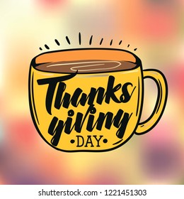 Thanksgiving day. Logo, text design. Typography for greeting cards and posters. Give thanks.