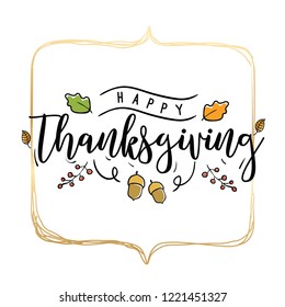 Thanksgiving day. Logo, text design. Typography for greeting cards and posters. Give thanks.