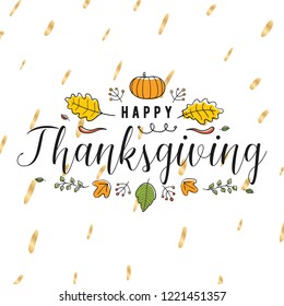 Thanksgiving day. Logo, text design. Typography for greeting cards and posters. Give thanks.