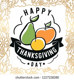 Thanksgiving day. Logo, text design. Typography for greeting cards and posters. Give thanks.