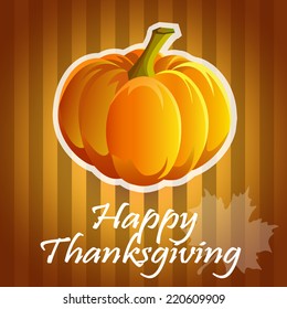 Thanksgiving Day. Maple leaf and  pumpkin. Vector illustration