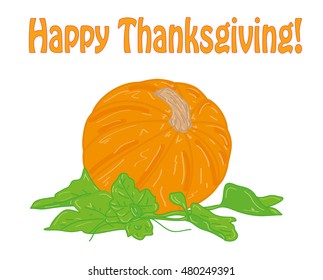 Thanksgiving Day. Maple leaf and pumpkin. Vector illustration