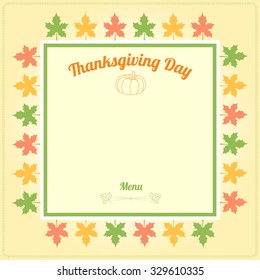 Thanksgiving day menu template in vector