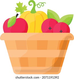 Thanksgiving Day Mix Fruit Basket Concept Vector Icon Design, Harvest Festival Symbol, Secular Holiday Sign, Religious And Cultural Traditions Stock Illustration