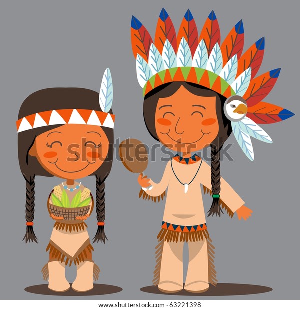 Thanksgiving Day Native American Couple Stock Vector (Royalty Free ...