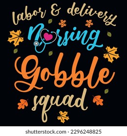 Thanksgiving day nurse typography tshirt design 