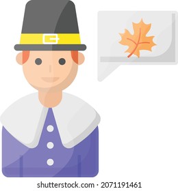 Thanksgiving Day Pilgrim Avatar Concept Vector Icon Design, Harvest Festival Symbol, Secular Holiday Sign, Religious And Cultural Traditions Stock Illustration