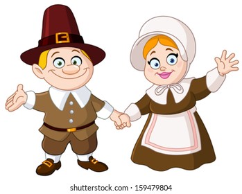 Thanksgiving day Pilgrim couple