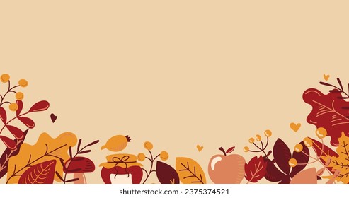 Thanksgiving Day poster for the holiday. Background for postcard, autumn icon. Autumn. Place for text. Vector illustration