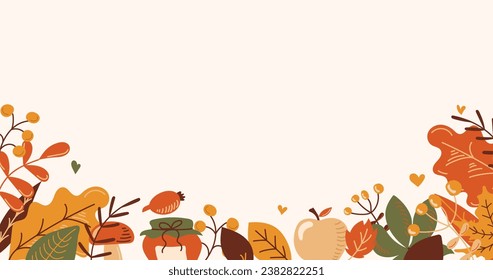 Thanksgiving Day poster for the holiday. Background for postcard, autumn icon. Autumn. Place for text. Vector illustration