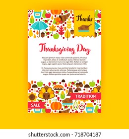 Thanksgiving Day Poster. Vector Illustration of Brand Identity. Fall Seasonal Concept.