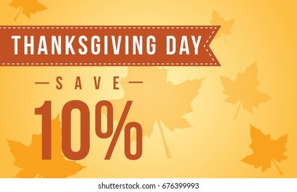 Thanksgiving day sale on yellow background