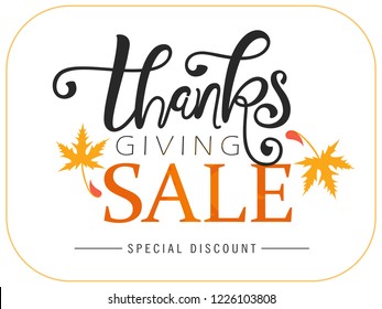 Thanksgiving Day Sale Poster. Special Discount Design.