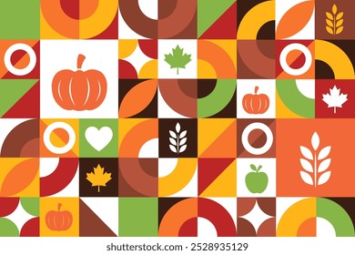 Thanksgiving Day. Seamless geometric pattern. Template for background, banner, card, poster. Vector EPS10 illustration