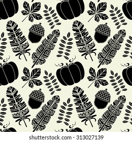 Thanksgiving Day seamless pattern. Autumn repeatable background