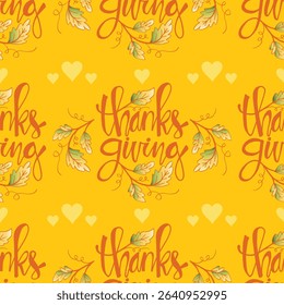 Thanksgiving day. Seamless pattern with thanksgiving floral arrangement