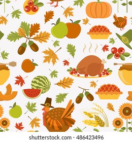 Thanksgiving day seamless pattern.  Vector illustration