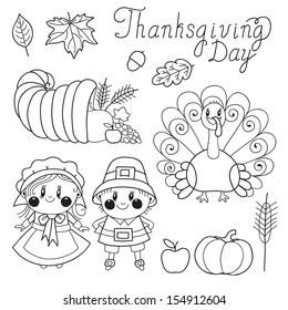 Thanksgiving Day. Set of elements for design.