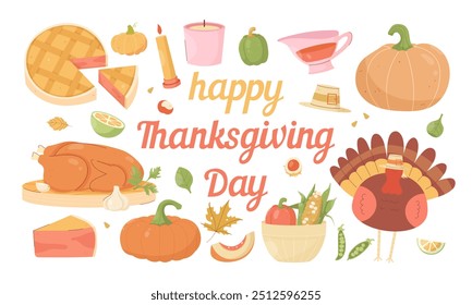 Thanksgiving day. A set of stickers