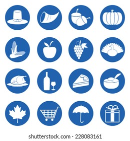 Thanksgiving day symbols icons set, Vector illustration