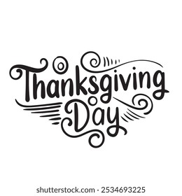 Thanksgiving Day text lettering. Hand drawn vector art.