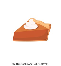 Thanksgiving Day traditional pumpkin pie with whipped cream on the top Web site page and mobile app design vector element.