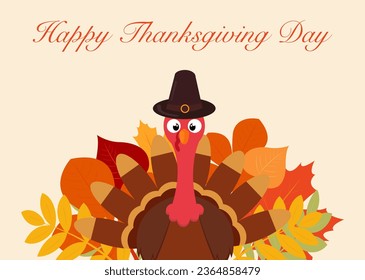 Thanksgiving day. Turkey autumn background with leaves. Vector graphics