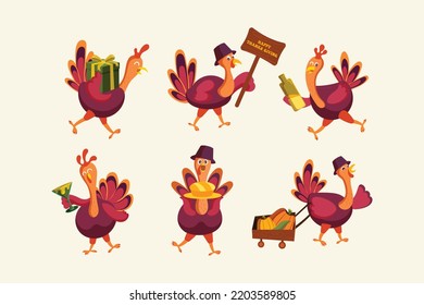 Thanksgiving Day Turkey Collection Vector
