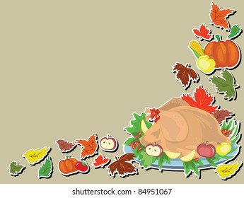 Thanksgiving day ,turkey cook, vector