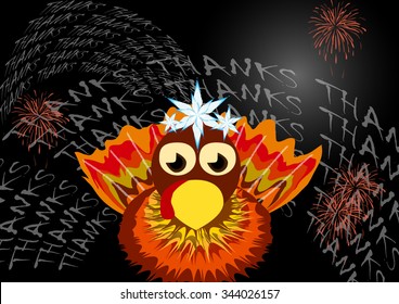 Thanksgiving Day Turkey postcard vector pattern