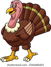 Thanksgiving Day Turkey in Retro Cartoon Character Illustration