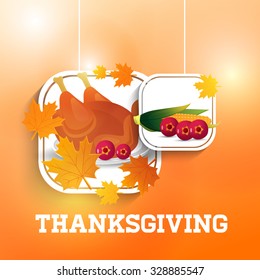 Thanksgiving Day with turkey, vector illustration